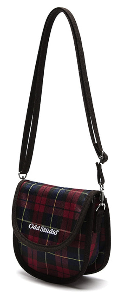Odd Studio (オッドスタジオ) CHECK MINI ROUND CROSS BAG - RED/CHECK