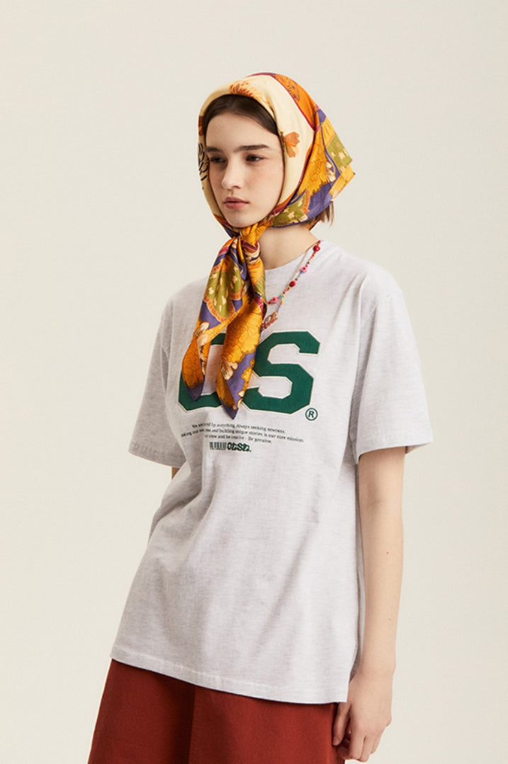 Odd Studio (オッドスタジオ) OS APPLIQUE SUMMER T-SHIRT - WHITE MELANGE