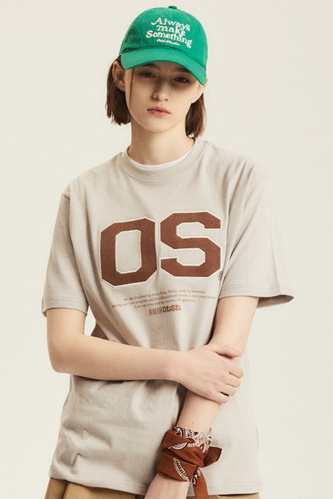Odd Studio (オッドスタジオ) OS APPLIQUE SUMMER T-SHIRT - SAND GRAY