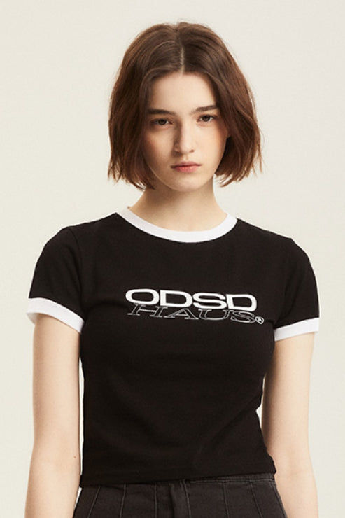 Odd Studio (オッドスタジオ) ODSD HAUS CROP RINGER T-SHIRTS - BLACK