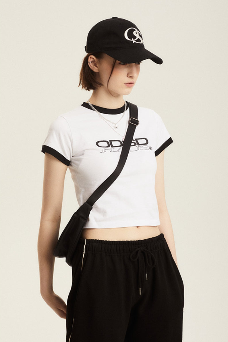 Odd Studio (オッドスタジオ) ODSD HAUS CROP RINGER T-SHIRTS - WHITE