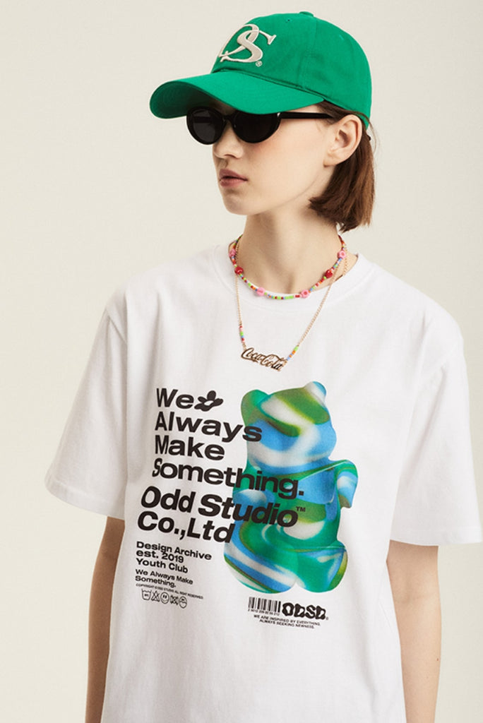 Odd Studio (オッドスタジオ) 3D BEAR PRINT T-SHIRT - WHITE