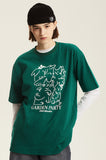 Odd Studio (オッドスタジオ) GARDEN PARTY DRAWING T-SHIRT - GREEN