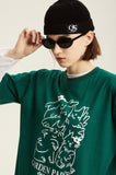 Odd Studio (オッドスタジオ) GARDEN PARTY DRAWING T-SHIRT - GREEN
