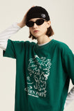 Odd Studio (オッドスタジオ) GARDEN PARTY DRAWING T-SHIRT - GREEN