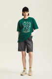 Odd Studio (オッドスタジオ) GARDEN PARTY DRAWING T-SHIRT - GREEN