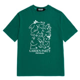 Odd Studio (オッドスタジオ) GARDEN PARTY DRAWING T-SHIRT - GREEN