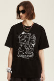 Odd Studio (オッドスタジオ) GARDEN PARTY DRAWING T-SHIRT - BLACK