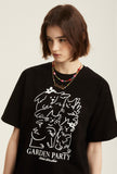 Odd Studio (オッドスタジオ) GARDEN PARTY DRAWING T-SHIRT - BLACK