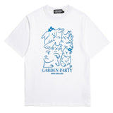 Odd Studio (オッドスタジオ) GARDEN PARTY DRAWING T-SHIRT - WHITE