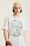 Odd Studio (オッドスタジオ) GARDEN PARTY DRAWING T-SHIRT - WHITE MELANGE