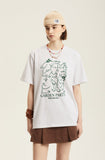 Odd Studio (オッドスタジオ) GARDEN PARTY DRAWING T-SHIRT - WHITE MELANGE