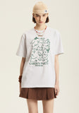 Odd Studio (オッドスタジオ) GARDEN PARTY DRAWING T-SHIRT - WHITE MELANGE