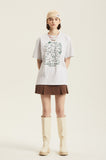 Odd Studio (オッドスタジオ) GARDEN PARTY DRAWING T-SHIRT - WHITE MELANGE