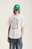 Odd Studio (オッドスタジオ) GARDEN PARTY DRAWING T-SHIRT - WHITE MELANGE