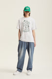 Odd Studio (オッドスタジオ) GARDEN PARTY DRAWING T-SHIRT - WHITE MELANGE