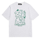 Odd Studio (オッドスタジオ) GARDEN PARTY DRAWING T-SHIRT - WHITE MELANGE