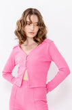 SPUNKY (スパンキー) LINE BUTTON CARDIGAN (PINK)