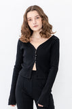 SPUNKY (スパンキー) LINE BUTTON CARDIGAN (BLACK)