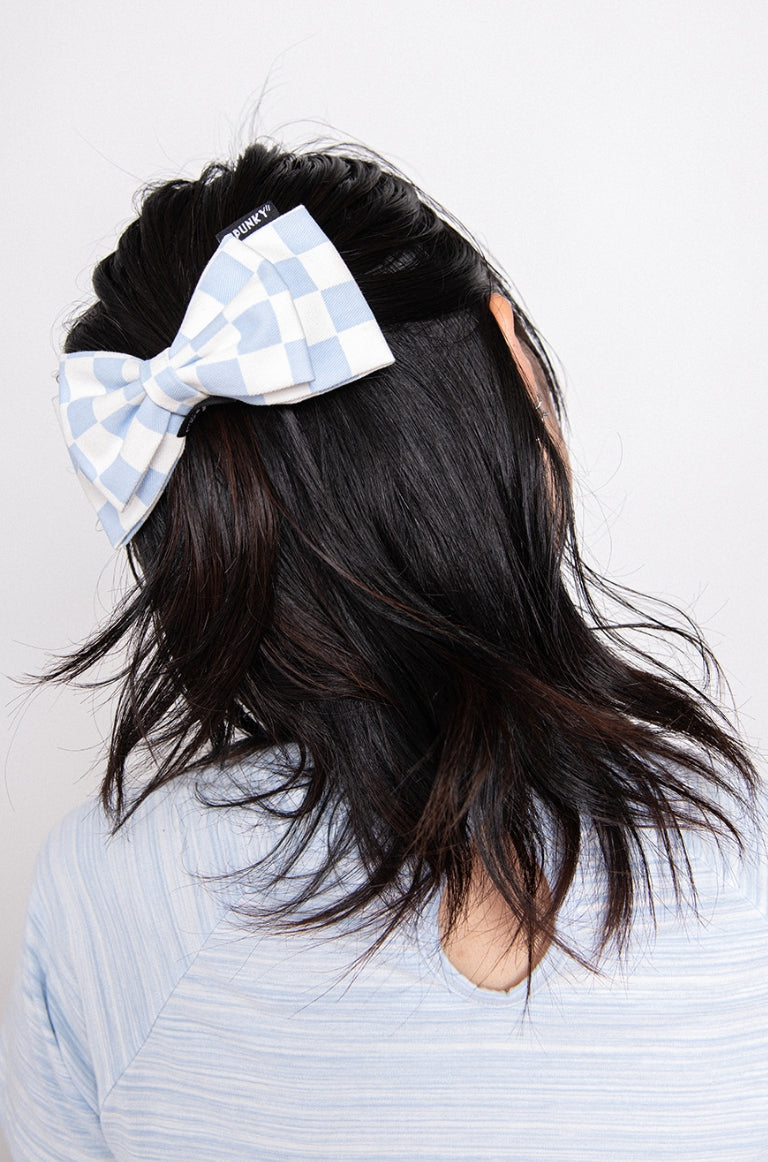 SPUNKY (スパンキー) CHECK RIBBON HAIRPIN (BLUE)