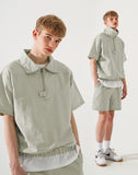 ダブルユーブイプロジェクト(WV PROJECT) Button Short-Sleeved Anorak Gray Beige MJST7580