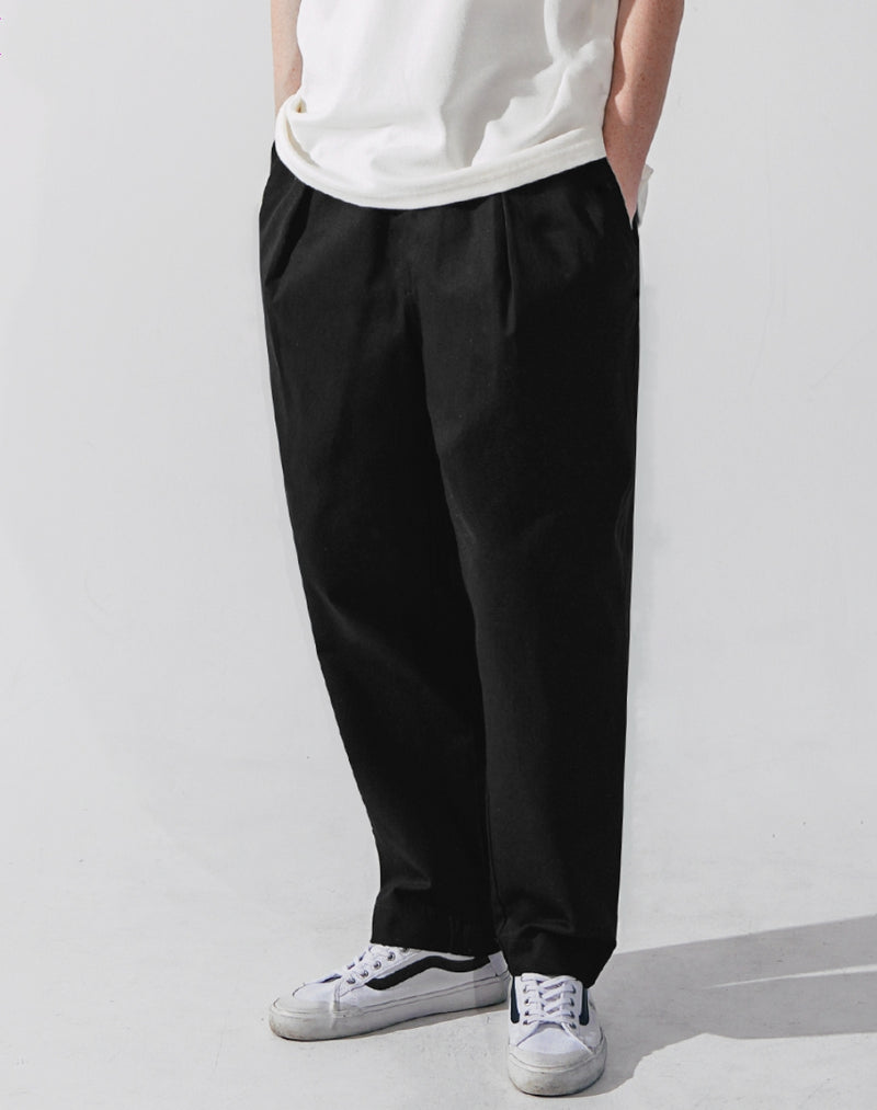 ダブルユーブイプロジェクト(WV PROJECT) Deep Tuck Loose Fit Tapered Banding Pants Black SHLP7606