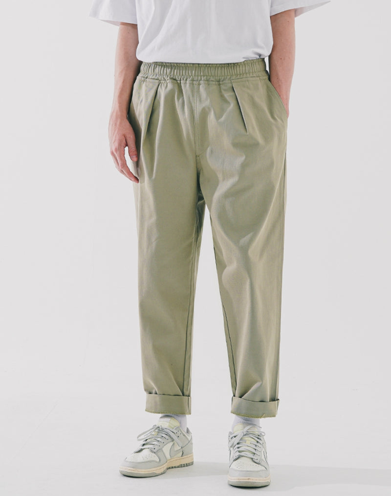 ダブルユーブイプロジェクト(WV PROJECT) Deep Tuck Loose Fit Tapered Banding Pants Khaki Gray SHLP7606