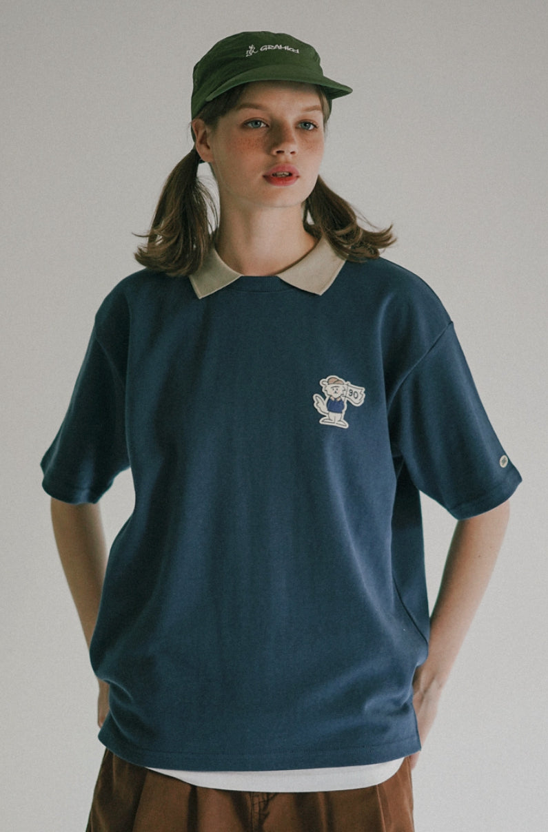 ダブルユーブイプロジェクト(WV PROJECT) Track patch T-shirt Navy JIST7601