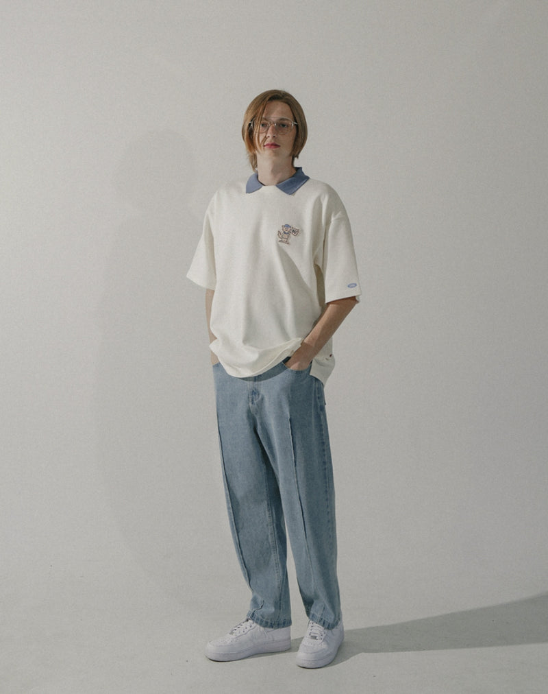 ダブルユーブイプロジェクト(WV PROJECT) Track patch T-shirt Cream JIST7601