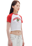 ARCHIVE BOLD (アーカイブボールド)　FLOWER RAGLAN CROP TOP (RED)