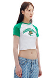 ARCHIVE BOLD (アーカイブボールド)　FLOWER RAGLAN CROP TOP (GREEN)