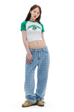 ARCHIVE BOLD (アーカイブボールド)　FLOWER RAGLAN CROP TOP (GREEN)