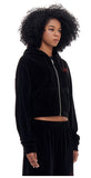 ARCHIVE BOLD (アーカイブボールド)　VELOUR CROP HOOD ZIP-UP (BLACK)