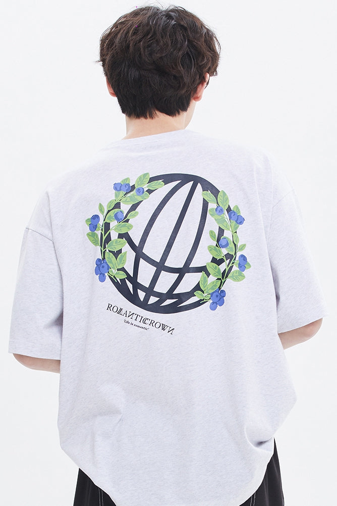 ROMANTIC CROWN(로맨틱 크라운) GLOBE BERRY TEE_LIGHT GREY