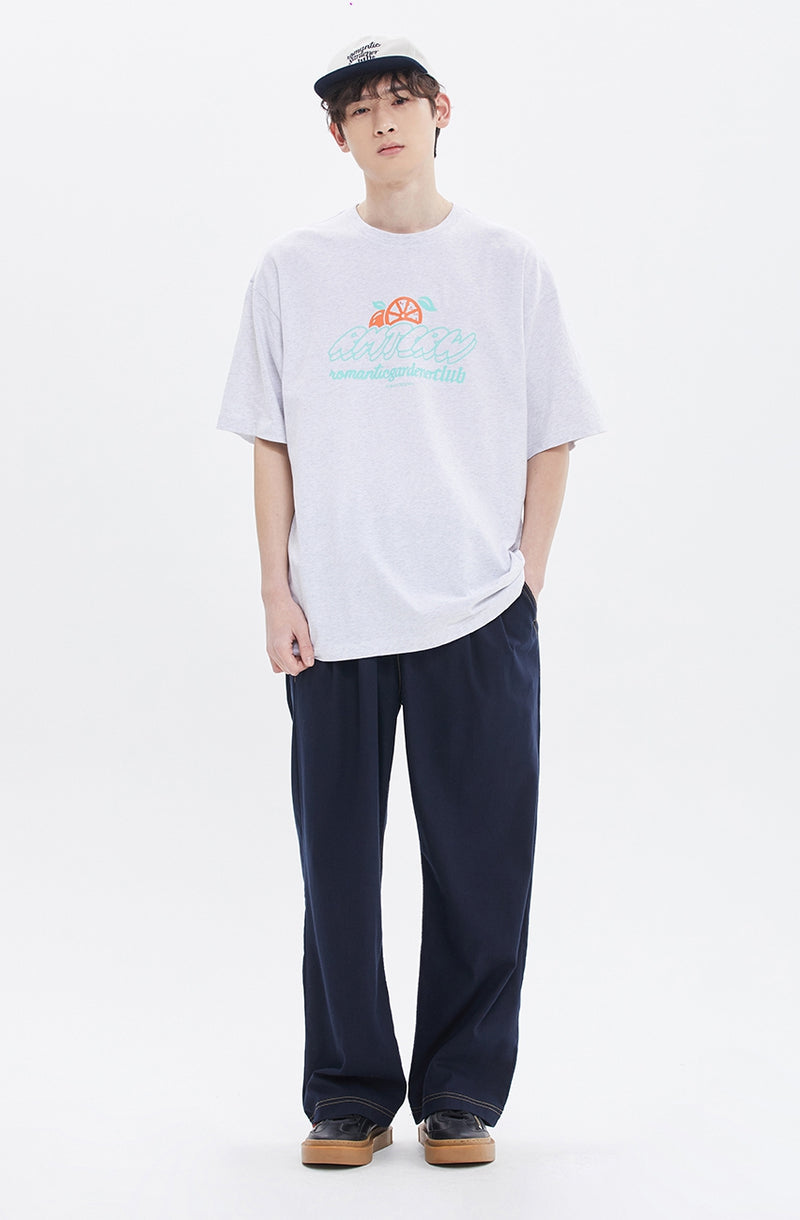 ROMANTIC CROWN(로맨틱 크라운) ORANGE LOGO SLOGAN TEE_LIGHT GREY