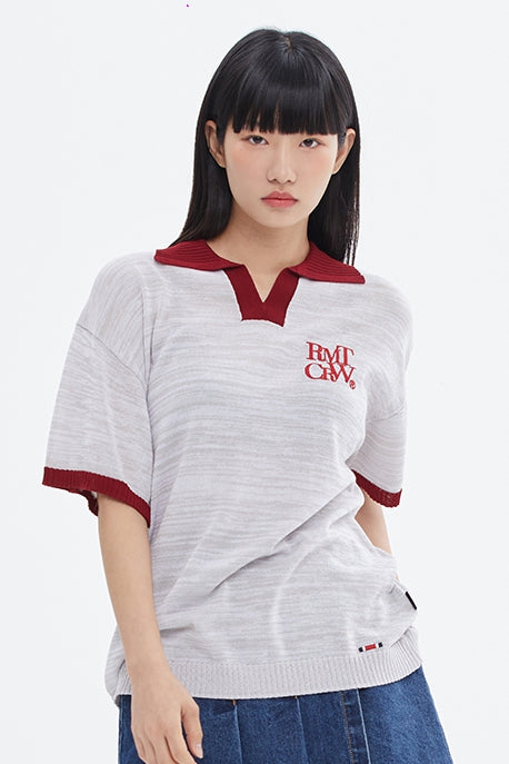 ROMANTIC CROWN(로맨틱 크라운) RECENT LOGO POLO SHIRT_LIGHT GREY