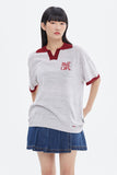 ROMANTIC CROWN(ロマンティック クラウン) RECENT LOGO POLO SHIRT_LIGHT GREY