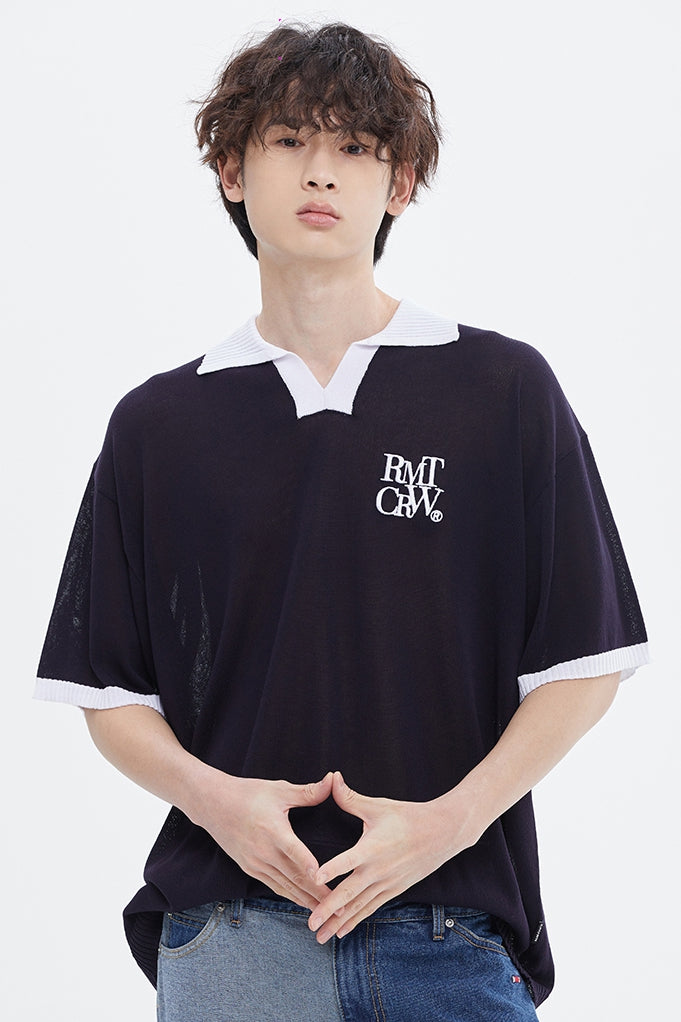 ROMANTIC CROWN(로맨틱 크라운) RECENT LOGO POLO SHIRT_NAVY