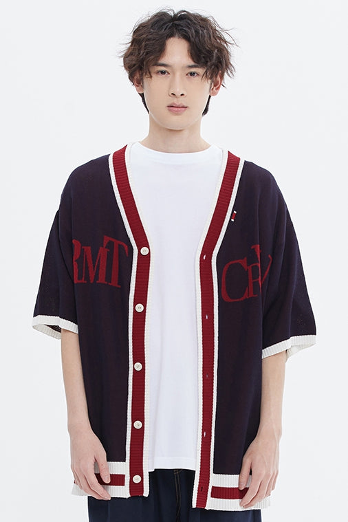 ROMANTIC CROWN(로맨틱 크라운) RECENT LOGO HALF CARDIGAN_NAVY