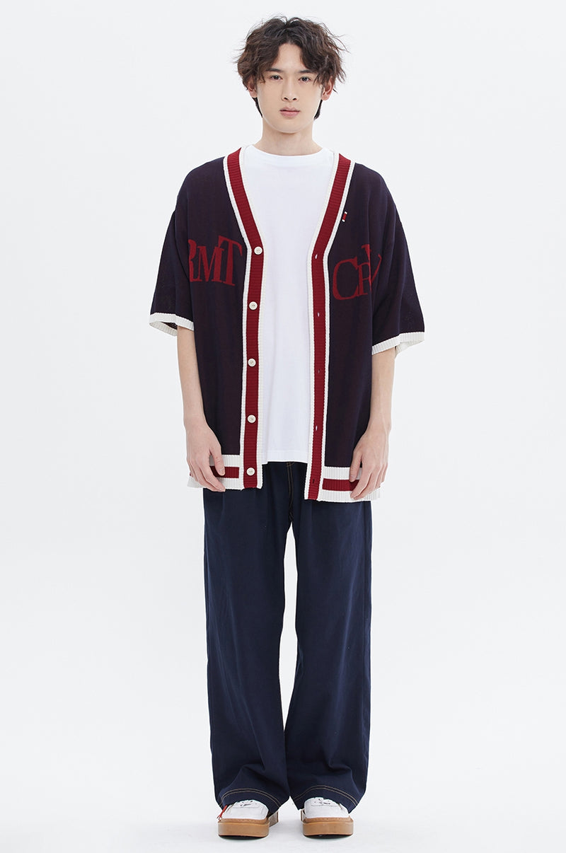 ROMANTIC CROWN(로맨틱 크라운) RECENT LOGO HALF CARDIGAN_NAVY