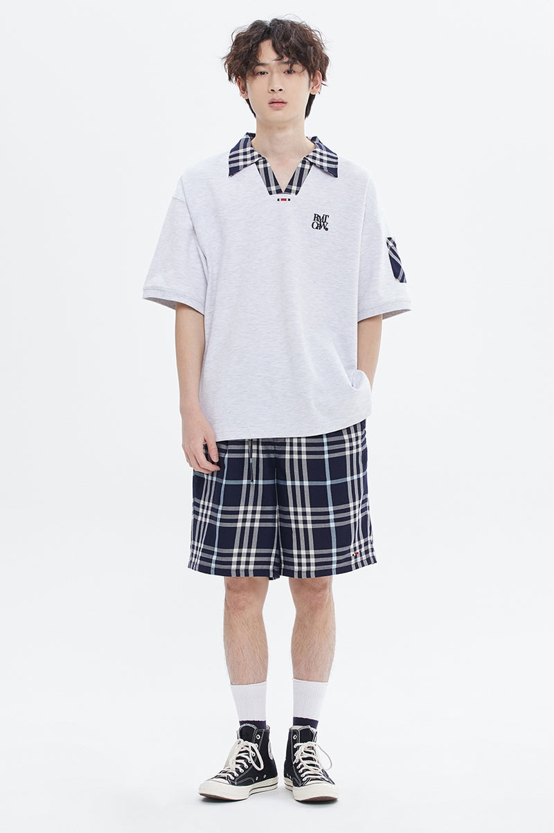 ROMANTIC CROWN(로맨틱 크라운) RECENT LOGO CHECK SHIRT_LIGHT GREY