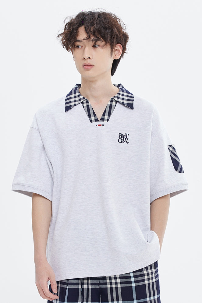 ROMANTIC CROWN(로맨틱 크라운) RECENT LOGO CHECK SHIRT_LIGHT GREY