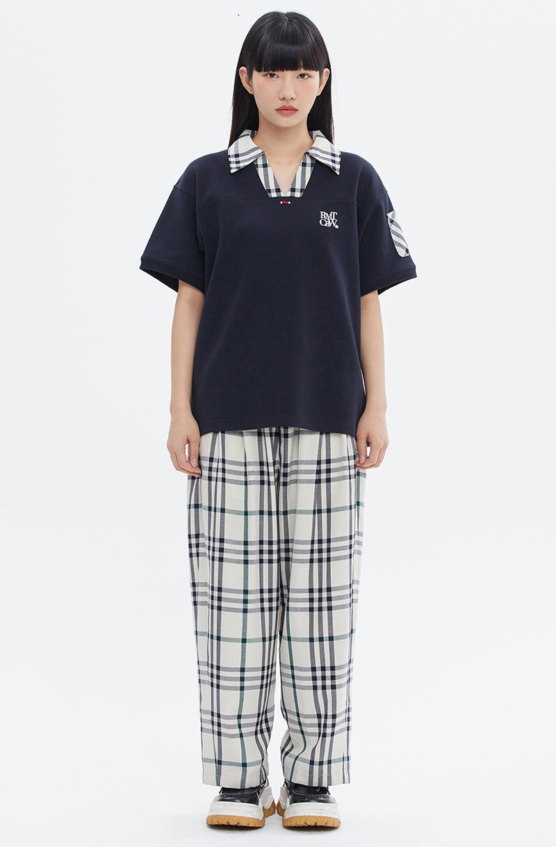 ROMANTIC CROWN(로맨틱 크라운) RECENT LOGO CHECK SHIRT_NAVY