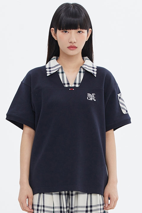ROMANTIC CROWN(로맨틱 크라운) RECENT LOGO CHECK SHIRT_NAVY