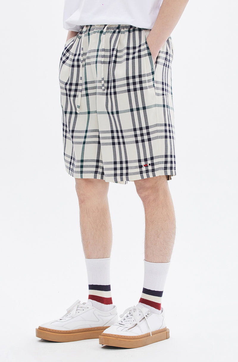 ROMANTIC CROWN(로맨틱 크라운) CROSS CHECK HALF PANTS_OATMEAL