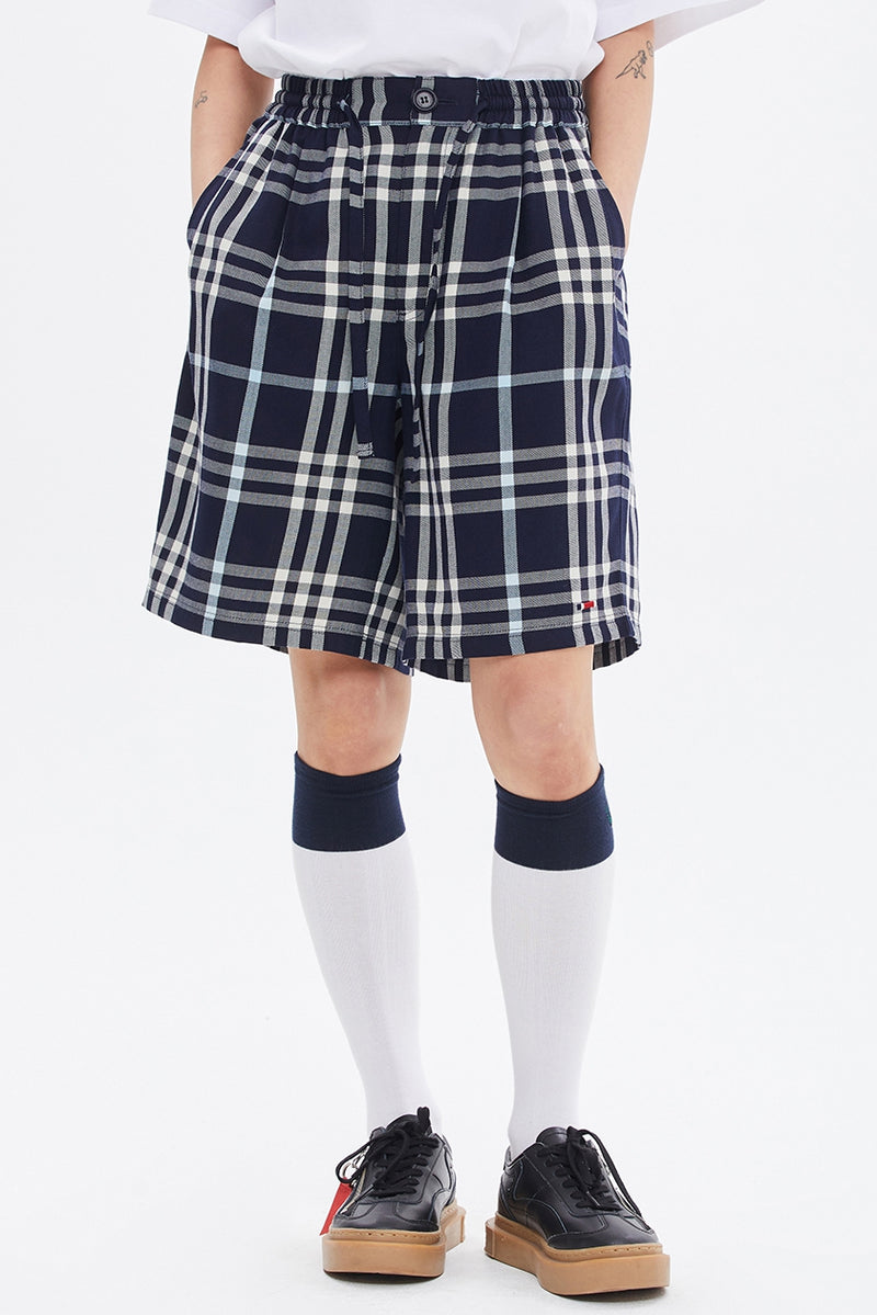 ROMANTIC CROWN(로맨틱 크라운) CROSS CHECK HALF PANTS_NAVY