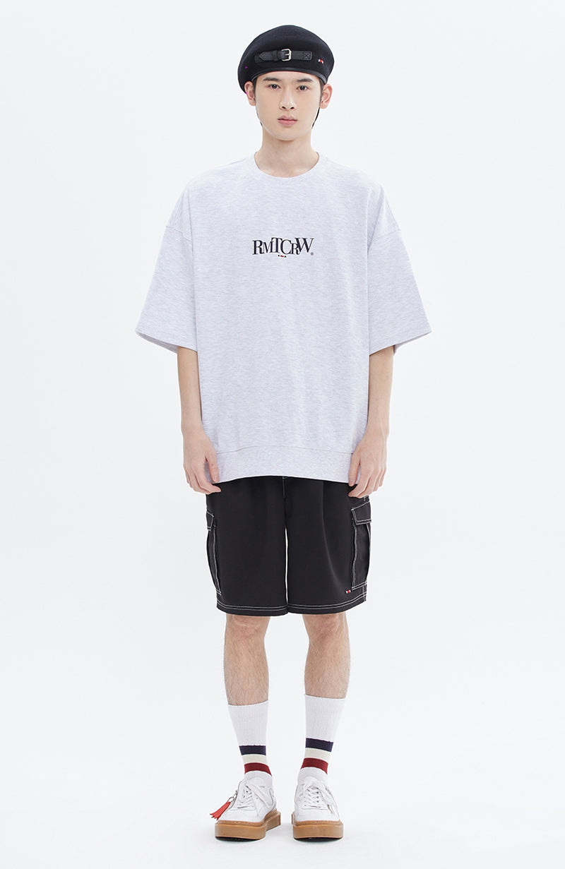 ROMANTIC CROWN 로맨틱크라운 HEAVY COTTON LOGO TEE_LIGHT GREY