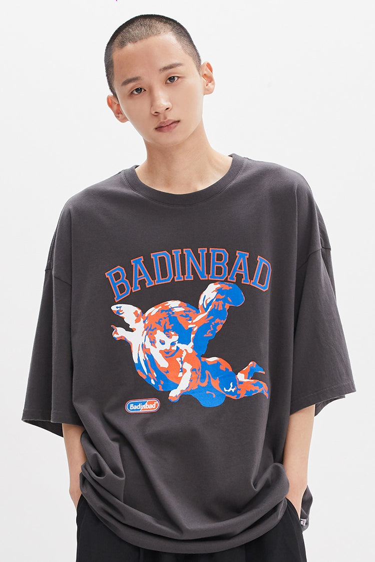 ベドインベド(BADINBAD) CUPID PAINTING TEE_CHARCOAL