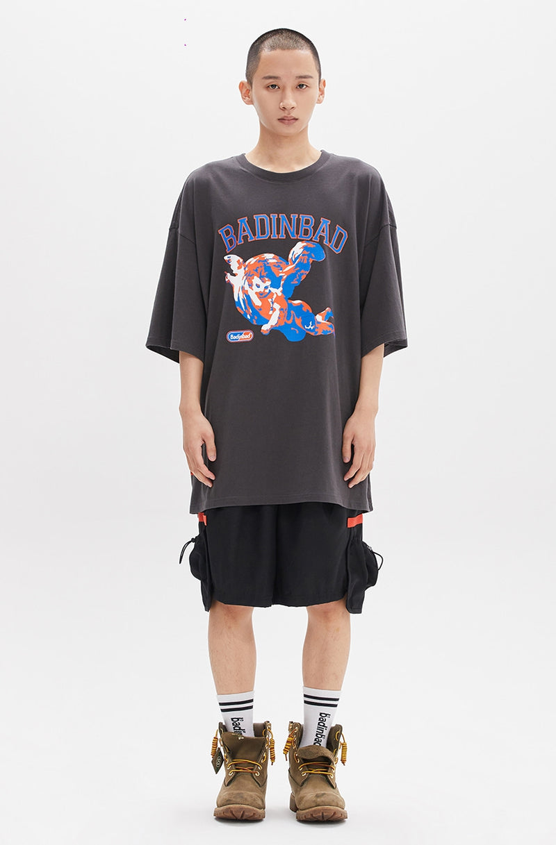 ベドインベド(BADINBAD) CUPID PAINTING TEE_CHARCOAL