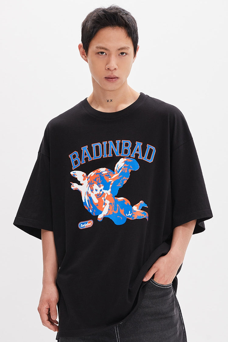 ベドインベド(BADINBAD) CUPID PAINTING TEE_BLACK